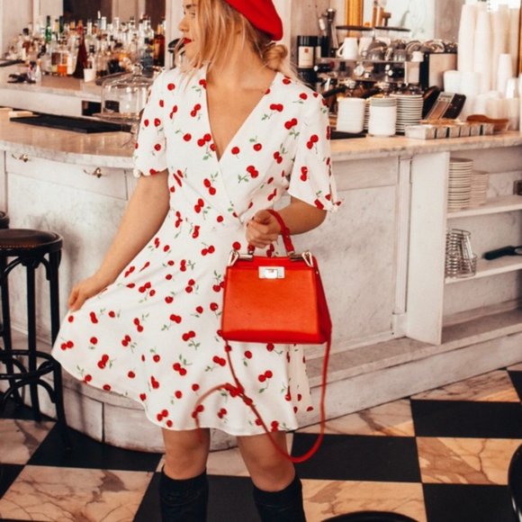 Clover and Sloane Dresses & Skirts - CLOVER AND SLOANE Cherry Print Mini Dress {3A50}